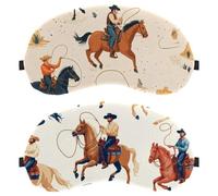 2 Pieces Sleep Mask, Eye Mask for Men Women, Retro Western Wild Horses Cowboys Men Pattern No Pressure Night Eye Cover, Breathable Sleeping Eye Mask, Light Blocking