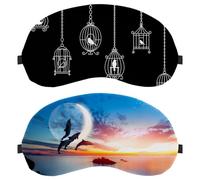 2 Pieces Sleep Mask, Eyeshade for Side Sleeper Men Women, Dolphins Over The Sea Light Blocking Eye Mask Cover with Adjustable Strap, Night Blindfold