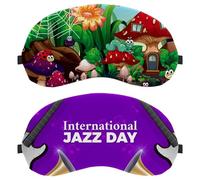 2 Pieces Sleep Mask, Eyeshade for Side Sleeper Men Women, International Jazz Day Light Blocking Eye Mask Cover with Adjustable Strap, Night Blindfold