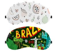 2 Pieces Sleep Mask for Back and Side Sleeper, 100% Light Blocking Eye Mask, Cartoon Brazil Map Adjustable & Breathable Sleeping Eye Cover, Zero Eye Pressure