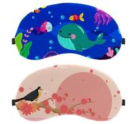2 Pieces Sleep Mask for Back and Side Sleeper, 100% Light Blocking Eye Mask, Elegant Spring Background Flowers Adjustable & Breathable Sleeping Eye Cover, Zero Eye Pressure