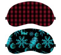 2 Pieces Sleep Mask for Back and Side Sleeper, Christmas Snowflake Winter Bell 100% Light Blocking Eye Mask, Adjustable & Breathable Sleeping Eye Cover, Zero Eye Pressure