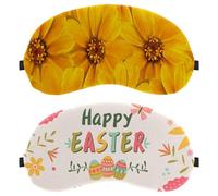 2 Pieces Sleep Mask for Back and Side Sleeper, Floral Happy Easter 100% Light Blocking Eye Mask, Adjustable & Breathable Sleeping Eye Cover, Zero Eye Pressure