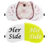 2 Pieces Sleep Mask for Back and Side Sleeper Her Side and His Side White Yellow, 100% Light Blocking Eye Mask, Adjustable & Breathable Sleeping Eye Cover, Zero Eye Pressure