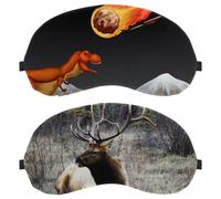 2 Pieces Sleep Mask for Back and Side Sleeper, Wild Deer Buck Stag Horn 100% Light Blocking Eye Mask, Adjustable & Breathable Sleeping Eye Cover, Zero Eye Pressure