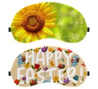 2 Pieces Sleep Mask for Side Sleeper Men Women, Light Blocking Eye Mask Cover Eyeshade with Adjustable Strap, Floral Happy Easter Greeting Night Blindfold