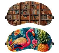 2 Pieces Sleep Mask for Side Sleeper Men Women, Light Blocking Eye Mask Cover Eyeshade with Adjustable Strap, Flamingo Pineapple Flower Night Blindfold