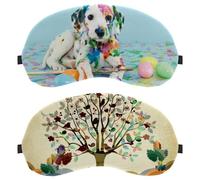2 Pieces Sleep Mask for Side Sleeper Men Women, Light Blocking Eye Mask Cover Eyeshade with Adjustable Strap, Colorful Rich Tree Wild Animal Birds Deer Night Blindfold
