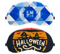 2 Pieces Sleep Mask, Halloween Letters Light Blocking Sleeping Eye Mask for Women Men, Night Blindfold, Breathable Eye Mask Cover