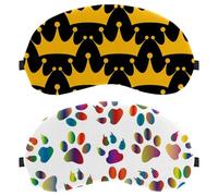 2 Pieces Sleep Mask, Light Blocking Sleeping Eye Mask for Women Men, Colorful Prismatic Animal Paw Print Night Blindfold, Breathable Eye Mask Cover