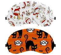 2 Pieces Sleep Mask, Light Blocking Sleeping Eye Mask for Women Men, Halloween Boo Cat Orange Night Blindfold, Breathable Eye Mask Cover