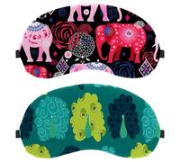 2 Pieces Sleep Mask, Light Blocking Sleeping Eye Mask for Women Men, Night Blindfold, Peacock Pattern Green Blue Breathable Eye Mask Cover