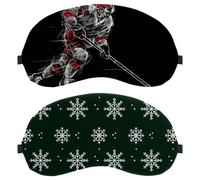 2 Pieces Sleep Mask, Light Blocking Sleeping Eye Mask for Women Men, Night Blindfold, Winter Snowflake Green Breathable Eye Mask Cover