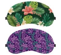 2 Pieces Sleep Mask, Light Blocking Sleeping Eye Mask for Women Men, Purple Floral Flower Night Blindfold, Breathable Eye Mask Cover