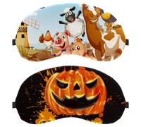 2 Pieces Sleep Mask, Light Blocking Sleeping Eye Mask for Women Men, Scary Pumpkin Halloween Night Blindfold, Breathable Eye Mask Cover