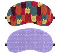 2 Pieces Sleep Mask, Lilac Heart Pattern Light Blocking Sleeping Eye Mask for Women Men, Night Blindfold, Breathable Eye Mask Cover