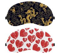 2 Pieces Sleep Mask Retro Red Love Heart Pattern, Eye Mask for Men Women, No Pressure Night Eye Cover, Breathable Sleeping Eye Mask, Light Blocking