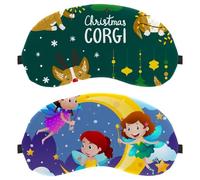 2 Pieces Sleep Mask, Three Fairies Flying Over The Moon Completely Block Out Light Eye Mask for Side Sleeper, Zero Eye Pressure Night Blindfold, Adjustable Eye Shade Cover