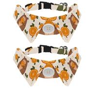 2 Pieces Small Dog Collar, Cartoon Capybaras with Oranges Adjustable Cat Collar with Bowties, Cute Pet Bow Tie for Medium Dogs Cats Puppies Rabbits Kittens