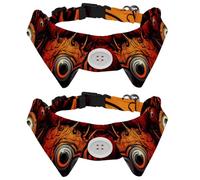 2 Pieces Small Dog Collar with Bow Tie, Halloween Eyeball Adjustable Puppy Collar, Pet Tuxedo Bowties for Cats Dogs Rabbits