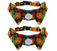 2 Pieces Small Dog Collar with Bow Tie, Pineapple Strawberry Grape Adjustable Puppy Collar, Pet Tuxedo Bowties for Cats Dogs Rabbits