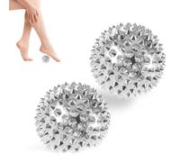 2 pieces small hedgehog ball, hard, 32 mm acupressure ball, hedgehog ball, foot massage, spiked ball, sliver, skill ball, massage ball for stress relief or massage various body areas
