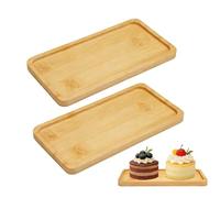 2 Pieces Small Wooden Tray 17 x8.6 cm Serving Platter, Small Trays Decorative, Rectangular Wooden Tray, Natural Bamboo Trays, Wood Serving Boards for Snack Breakfast Sushi Coffee Tea Appetizer