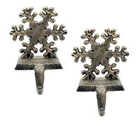 2 Pieces Snowflake Christmas Stocking Holder Christmas Hooks Skid Mantel Hooks Hanger for Fireplace Free Standing Christmas Decorations