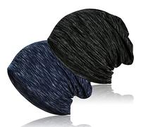 2 Pieces Soft Cotton Slouchy Beanie, Lightweight Workout Beanie Hats Baggy Skull Cap Stretchy Chemo Hats for Men Women
