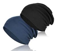 2 Pieces Soft Cotton Slouchy Beanie, Lightweight Workout Beanie Hats Baggy Skull Cap Stretchy Chemo Hats for Men Women