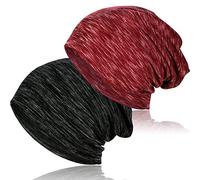 2 Pieces Soft Cotton Slouchy Beanie, Lightweight Workout Beanie Hats Baggy Skull Cap Stretchy Chemo Hats for Men Women