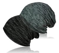 2 Pieces Soft Cotton Slouchy Beanie, Lightweight Workout Beanie Hats Baggy Skull Cap Stretchy Chemo Hats for Men Women