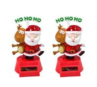 2 Pieces Solar Powered Santa Claus Dancing Toy, Christmas Solar Dancing Figurines, Funny Shaking Head Santa Claus Figure, Novelty Swinging Head Doll Decoration for Car Decoration Desktop