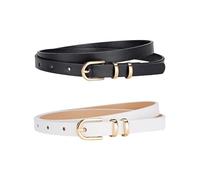 2 Pieces Solid Color Thin Belts, Decorative Belts For Dresses, Clothing Accessories, Fashionable Simple Belts, Pu Leather Belts