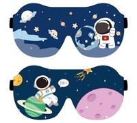 2 Pieces Space Eye Mask, 3D Ultra Sleep Eye Mask, Eye Sleeping Mask for Kids, Kids Sleeping Mask for Boys, Silk Eye Mask