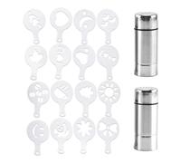 2 Pieces Spice Bottles with Coffee Shape Pad 16 Pieces, Stainless Steel Duster, Salt and Pepper Round Shape, Perforated Spice Bottles, Suitable for Kitchen, Picnic, Camping