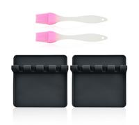 2 Pieces Spoon Rests, 2 Pieces Oil Brush, Silicone Spoon Rest, Kitchen Utensil Holder, Spatula Holder, Spoon Holder, Cooking Spoon Holder, Silicone Cutlery Holder, Kitchen Silicone Spoon Holder