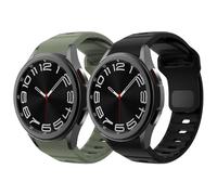 2 Pieces Sport Strap for Samsung Galaxy Watch 6/5/4/Active 2 40mm 44mm/Watch 6 Classic 43mm 47mm/Watch 5 Pro 45mm/Watch 4 Classic 42mm 46mm,20mm Replacement Silicone Straps for women men, Black /