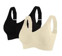 2 Pieces Sports Bras for Women UK Ladies Bra Adjustable Everyday Bra Comfortable Full Coverage Ribbed Seamless Bralettes Soft Breathable Lingerie Sports Underwear Womens Sexy Basic Tops Pink