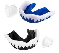 2 Pieces Sports Mouth, Mouthguard Boxing Adults, Sports Mouthguard, Mouth Guard for, Martial Arts, Boxing, Rugby and Hockey, with Box, Black & White/Blue&White