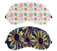 2 Pieces Spring Floral Yellow Dark Blue Background Eye Mask for Side Sleeper, Sleeping Mask, Sleep Eye Mask, Soft Eye Shade Cover for Travel, Nap, Plane, Light Blocking