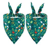 2 Pieces St. Patrick's Day Dog Bandanas, Adjustable Triangle Double-Sided Irish Pet Costume Accessories(Rainbow)