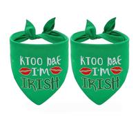 2 Pieces St. Patrick's Day Dog Bandanas, Adjustable Triangle Double-Sided Irish Pet Costume Accessories(Lip Print)