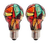 2 Pieces Stained Glass Light Bulb, 4W E27 Hand-Painted LED Bulbs Christmas Decoration, Bedside Lamp Decorative Home Accessories, Decorative Lights for Living Room Indoor Outdoor Garden Balcony Party