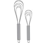 2 Pieces Stainless Steel Flat Wire Egg Whisk, 8-Inch and 10-Inch Kitchen Egg Sauce Whisks for Blending, Whisking, Beating, Stirring