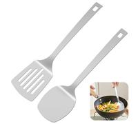 2 Pieces Stainless Steel Spatulas Set,Silver Slotted Turner,Heavy Duty Sturdy Kitchen Spatula,Kitchen Spatulas for Cooking,High Heat Resistant,Metal Spatula for Fish,Eggs,Pancakes, Dishwasher Safe