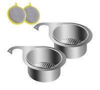 2 Pieces Stainless Steel Swan Sink Strainer Basket & 2 Double-Side Scrub Sponge, Side Corner Drain Basket, Faucet Hanging Filter Draining Basket for Kitchen Sink Fruit Vegetable Food Waste (Sliver)