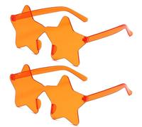 2 Pieces Star Shape Sunglasses Multicolor Rimless Star-shaped Glasses Fashion Star Oversized Fashion Sunglasses Eyewear for Women, Orange