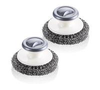 2 Pieces Steel Wool Scrubber, Stainless Steel Scrubber, Cleaning Brush with Handle, Steel Sponge Scouring Spiral Cleaning Brush, Suitable for Oven, Cleaning Pot (Grey)