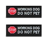 2 Pieces STOP Working Dog Do Not Pet Warning Vests/Harnesses Embroidered Patch with Fastener for Service Dogs, Guide Dogs Harness Vest